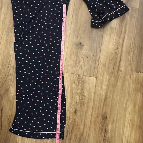Kate Spade Lip Print Navy Pajama Set Pink Piping Notch Collar Women’s XL - Picture 9 of 9